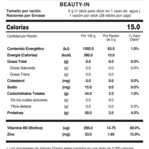 Beauty-In tabla nutricional