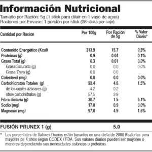 Prunex1 tabla nutricional