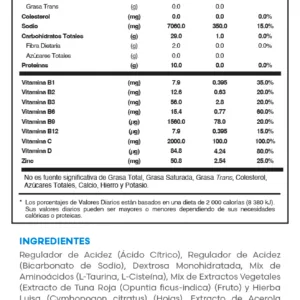 Rexet tabla nutricional